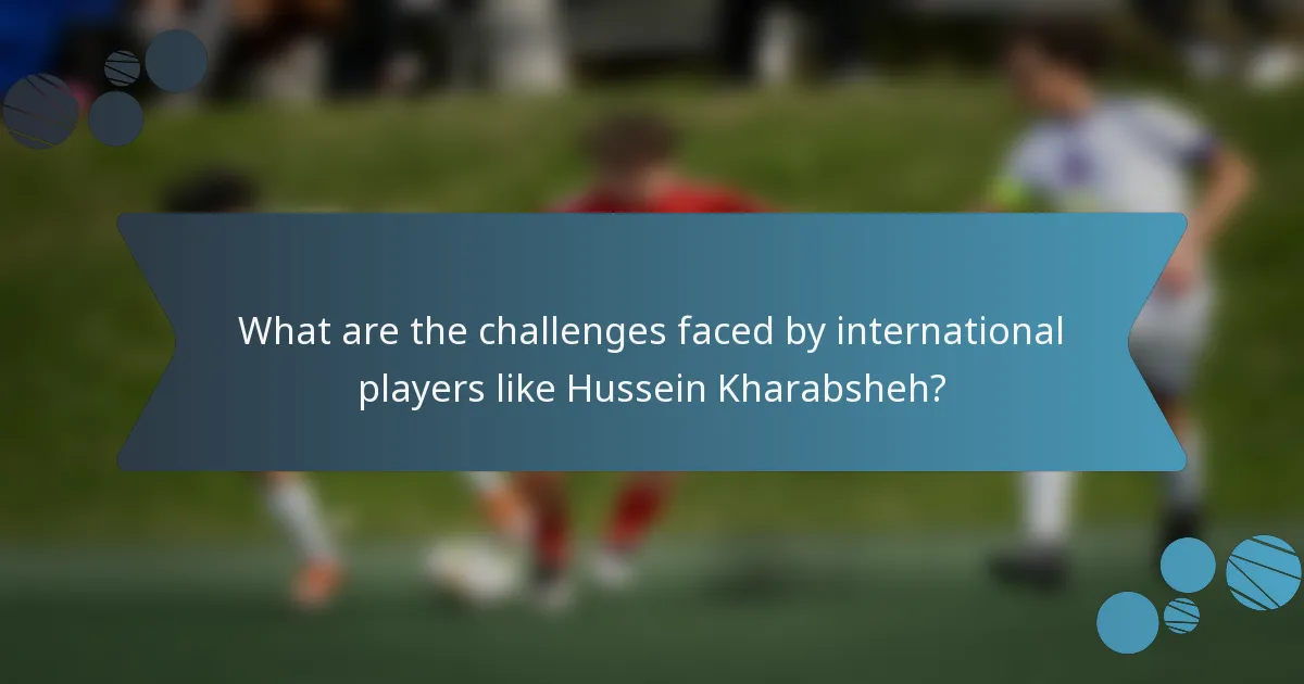 What are the challenges faced by international players like Hussein Kharabsheh?