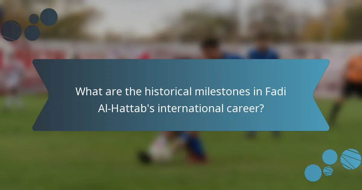 What are the historical milestones in Fadi Al-Hattab's international career?
