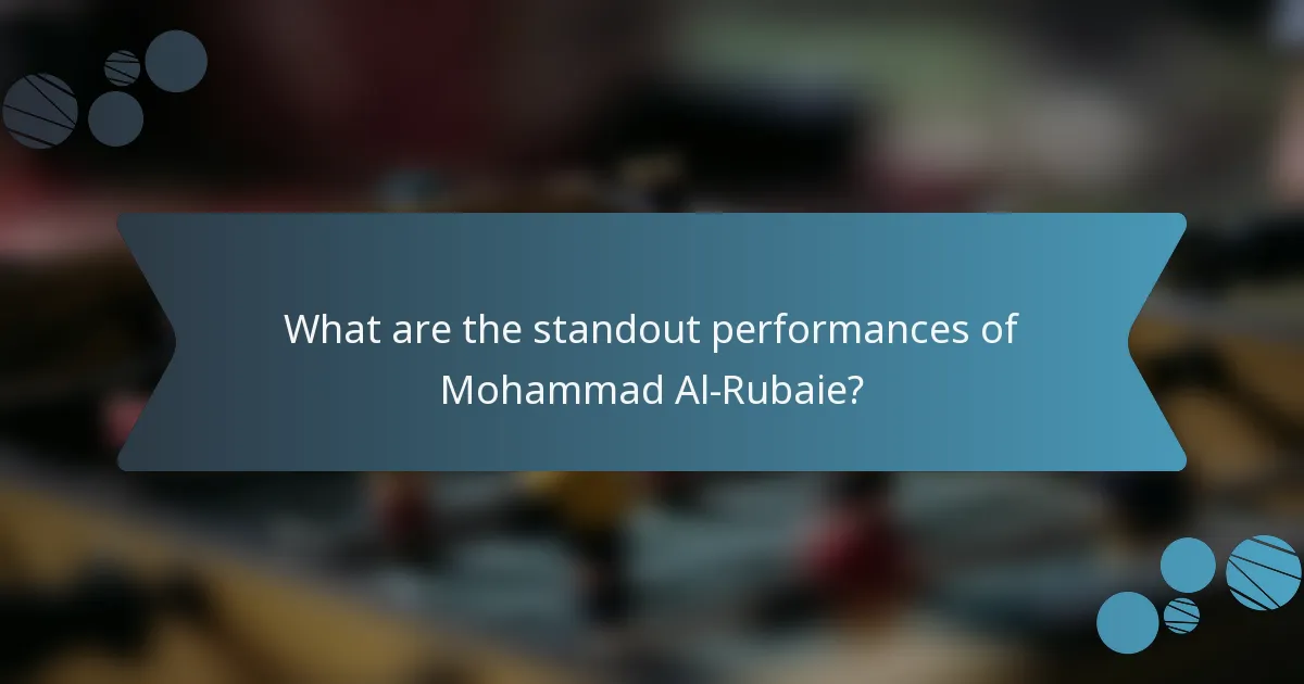 What are the standout performances of Mohammad Al-Rubaie?