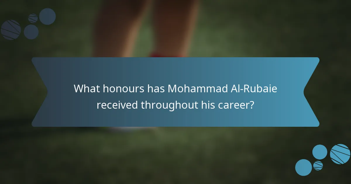 What honours has Mohammad Al-Rubaie received throughout his career?