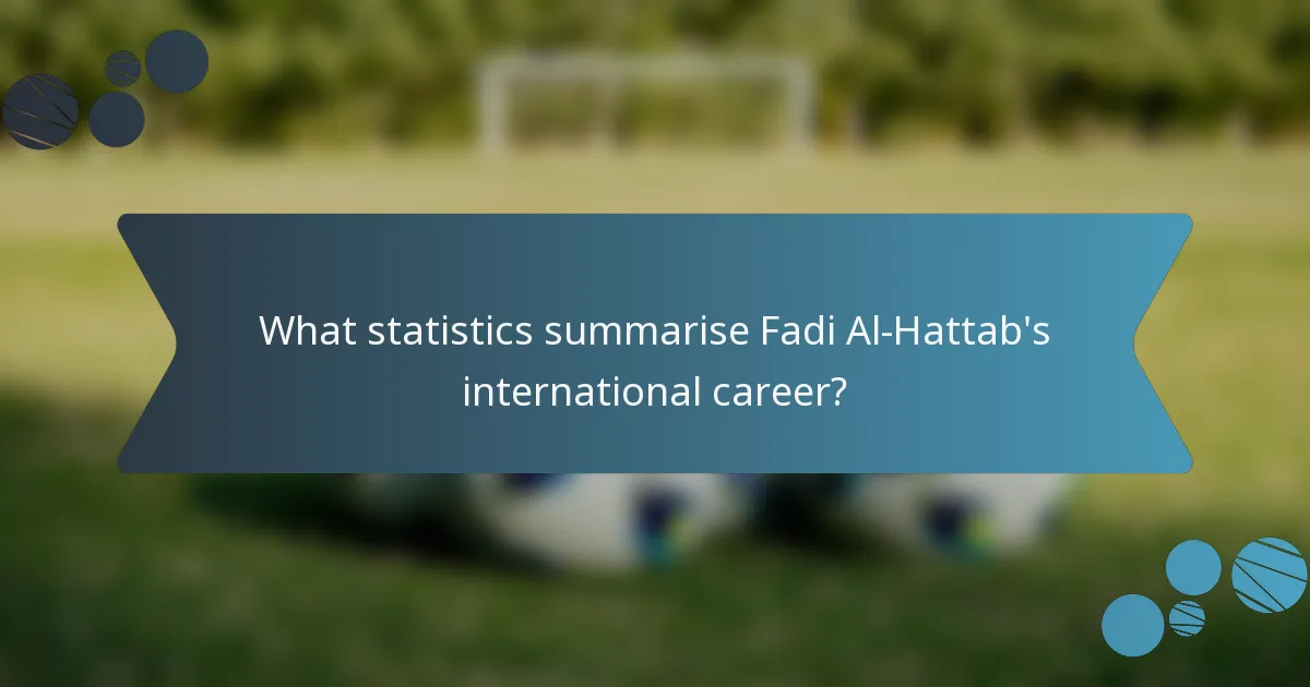 What statistics summarise Fadi Al-Hattab's international career?