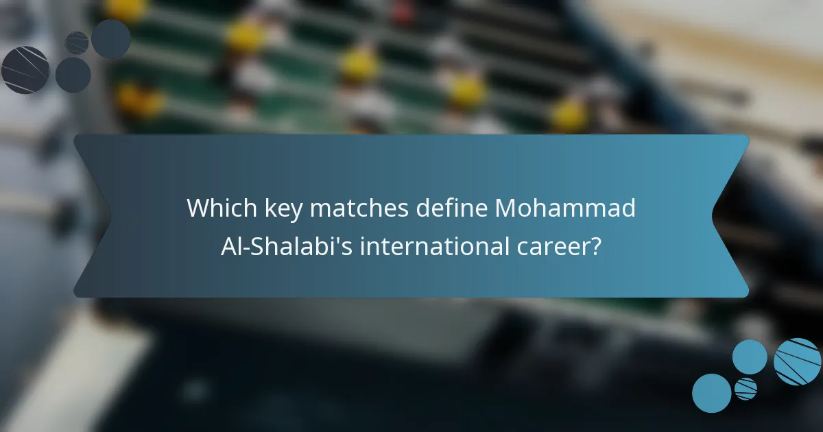 Which key matches define Mohammad Al-Shalabi's international career?