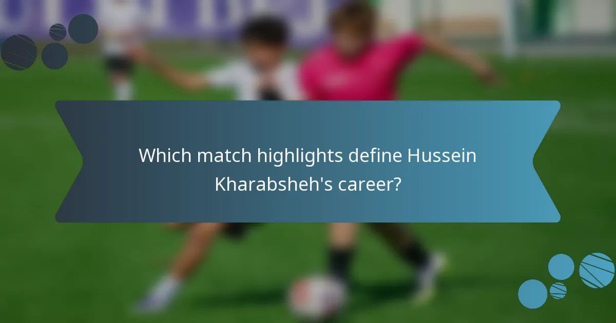 Which match highlights define Hussein Kharabsheh's career?